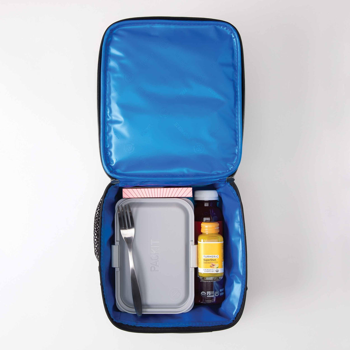 freezable-upright-lunch-box-z3 freezable-upright-lunch-box-black-gray-top-view-with-food.jpg